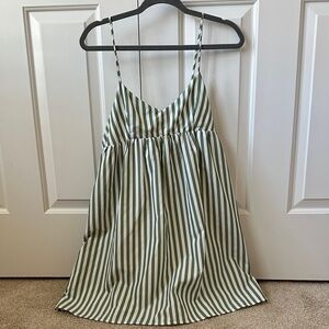 Green and White Striped Dress